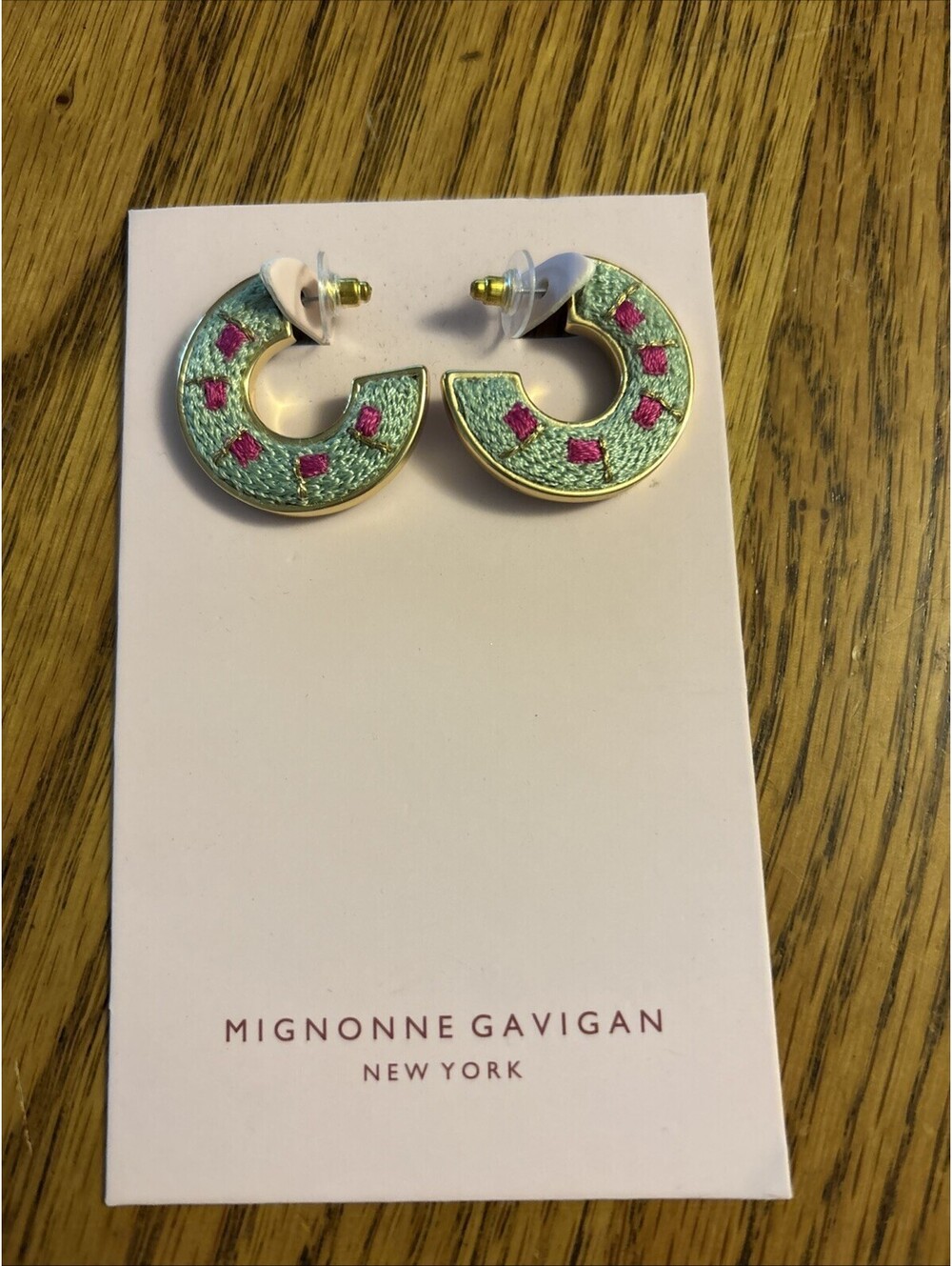 Mignonne Gavigan Green Thread Hoop Earrings, $150, BRAND NEW, J233